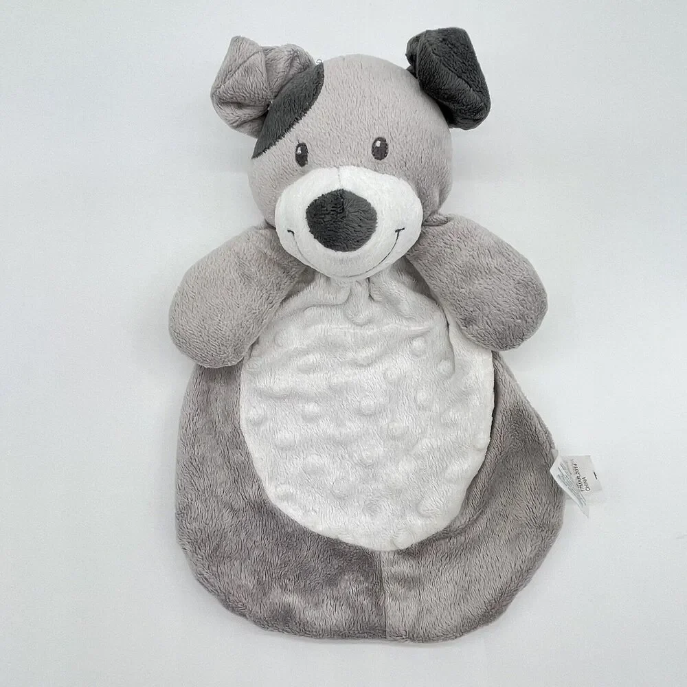 Baby Gear Puppy Dog Gray White Security Baby Blanket Plush Lovey Minky Dots